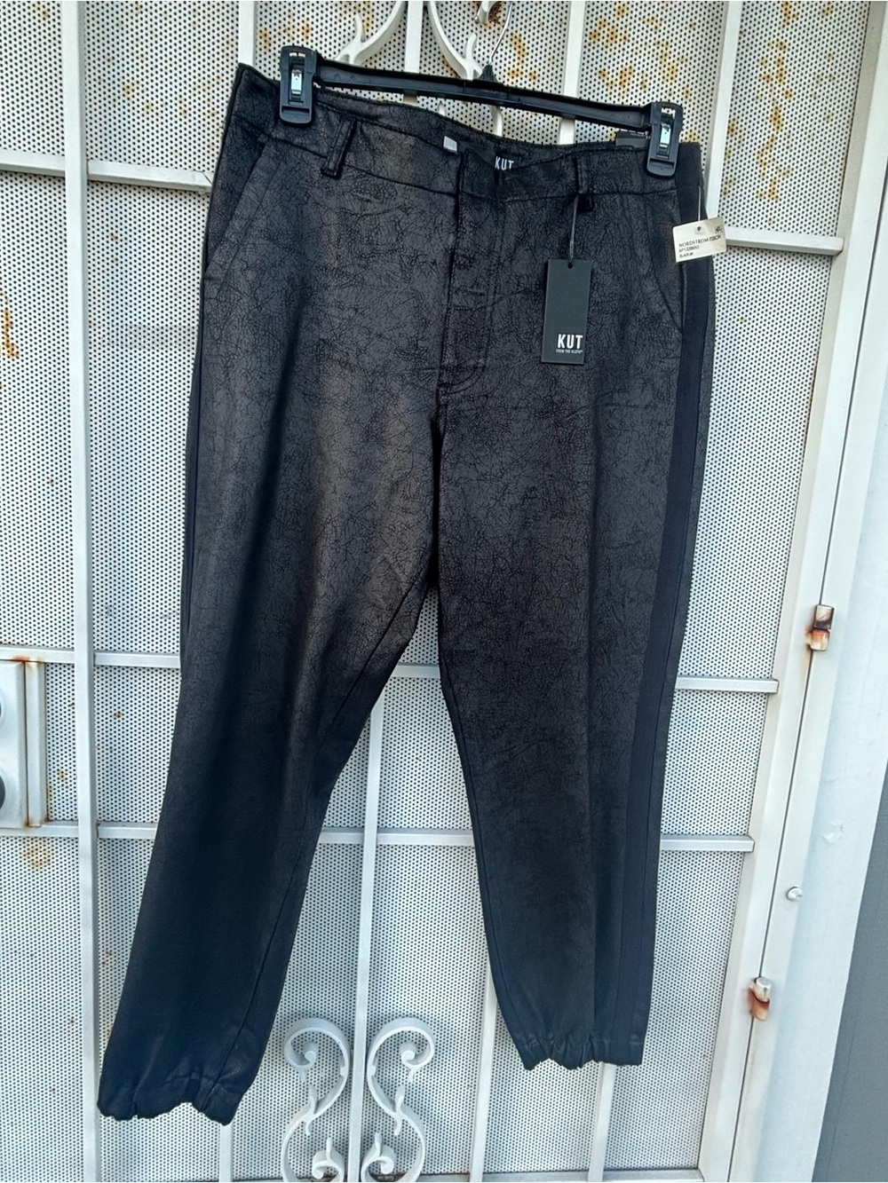 KUT 12 Frida high rise slim track jogger pants black W34XL29 has stretch NWT